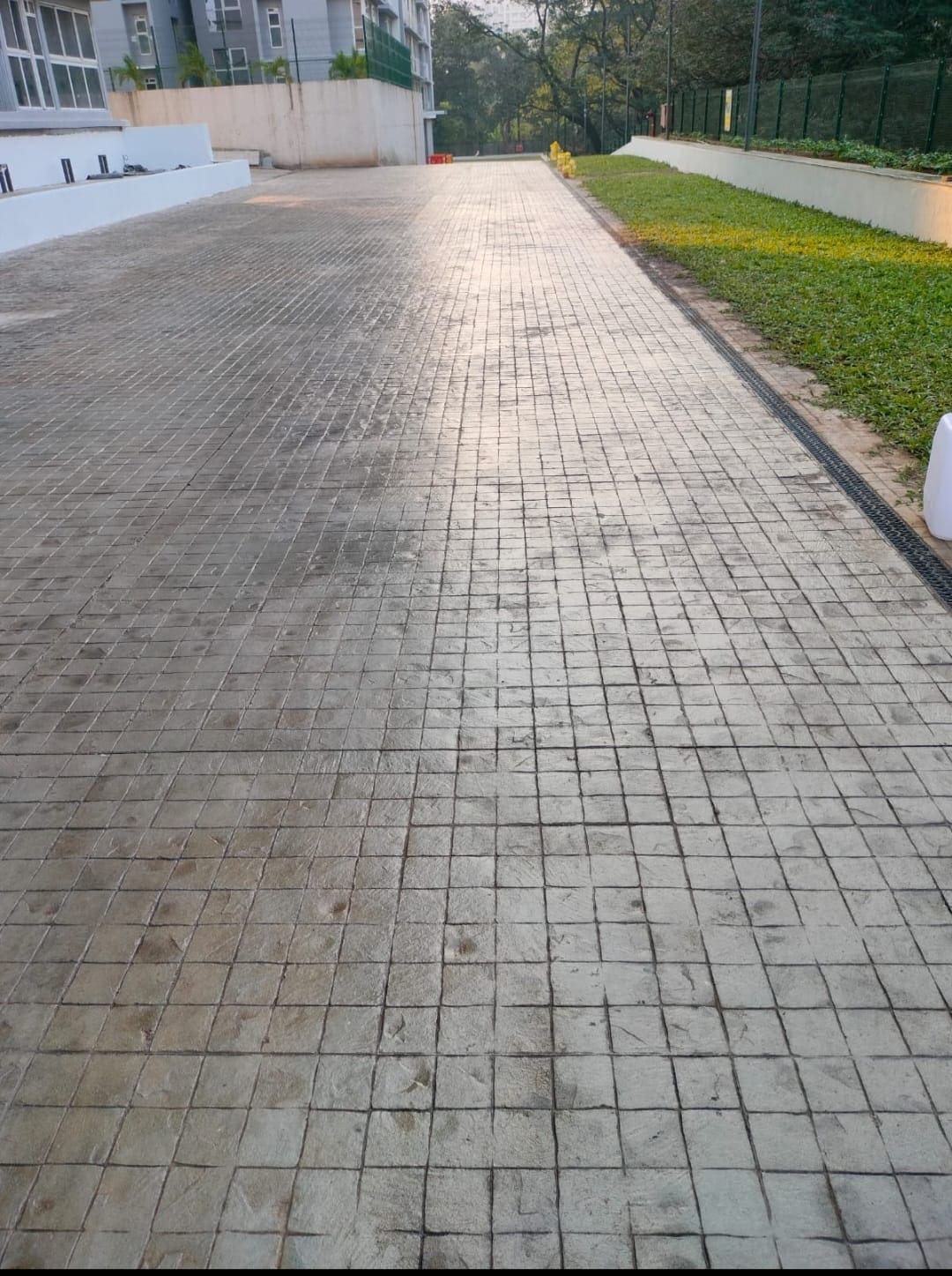 Designer concrete with European fan pattern