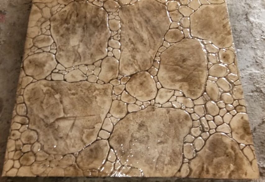 Stamped concrete with tile pattern