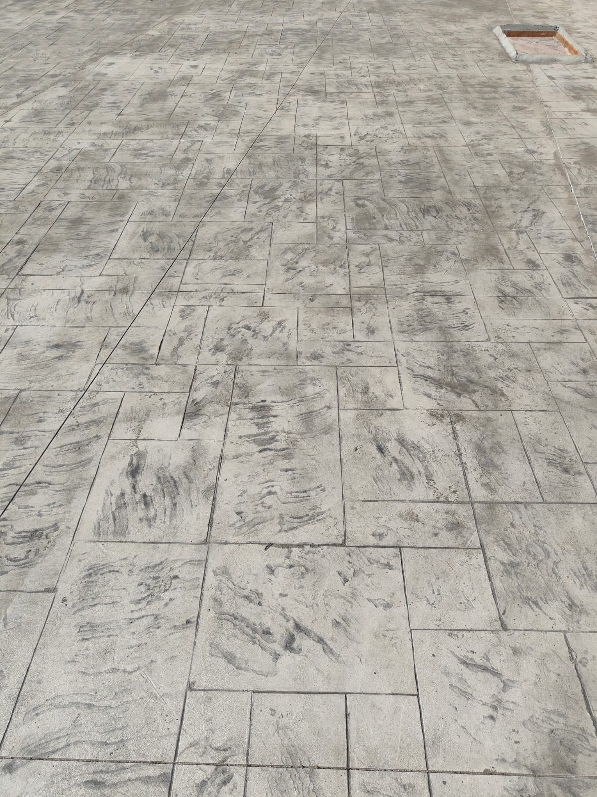 Stamped concrete pathway with colour contrast