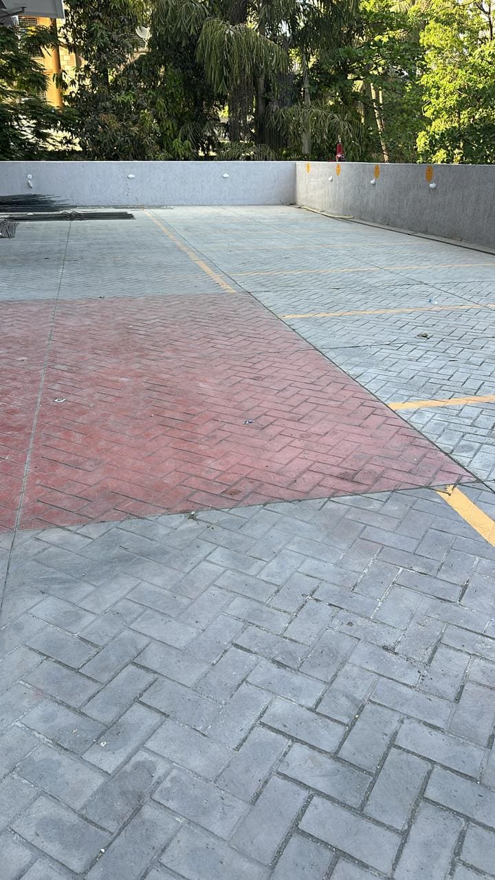 Stamped concrete with European fan pattern