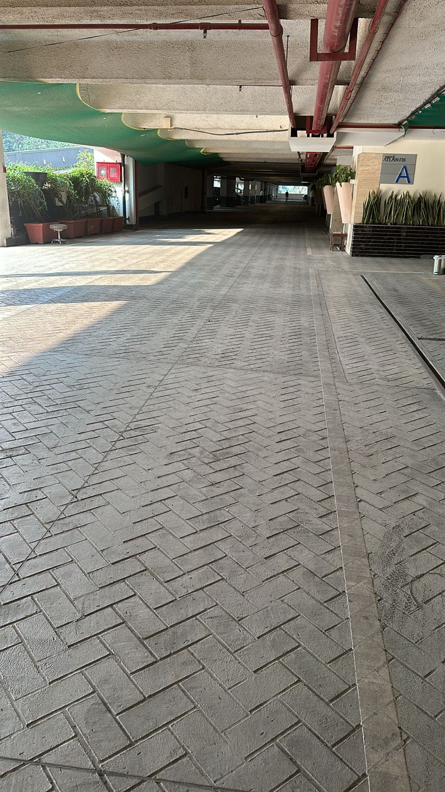 Stamped concrete with tile texture